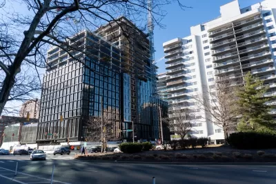 Glass towers, part of Amazon HQ2 in Arlington, Virginia under construction