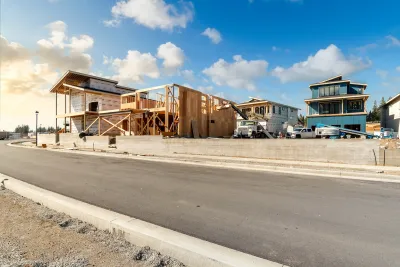 Large homes under construction in Coeur d'Alene, Idaho.
