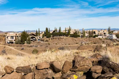 Arcosanti community in Arizona desert built with passive architecture techniques.