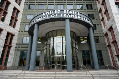 Entrance to USDOT headquarters building in Washington, DC.