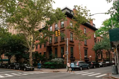 An old brick apartment building in NYC. 