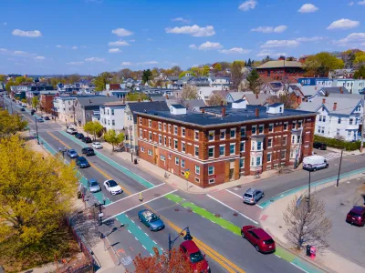 Painted bike lanes in Somerville