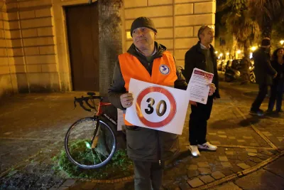 Traffic safety advocates call for a 30KPH speed limit in Salerno, Italy.