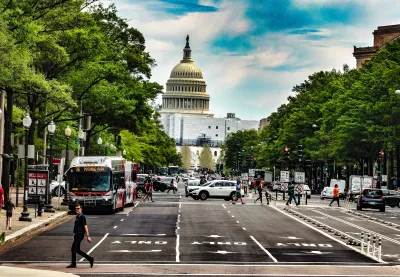 Pennsylvania Avenue leading up to Capitol dome in Washington D.C.