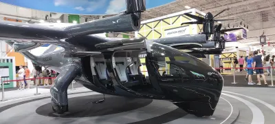 Black Archer Aviation autonomous air taxi at trade show.
