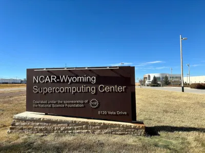 Sign for NCAR Supercomputing Center in Cheyenne, Wyoming.