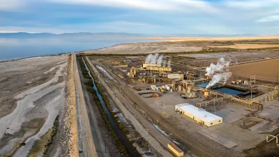A lithium plant in California. Pollution billows into the sky. 