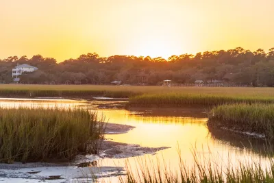 Sunset over the salt marsh of Pawleys island sound, South Carolina.