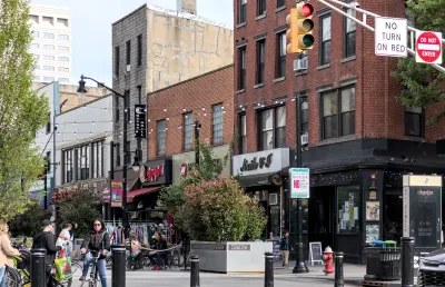 Street scene in Jersey City, New Jersey.