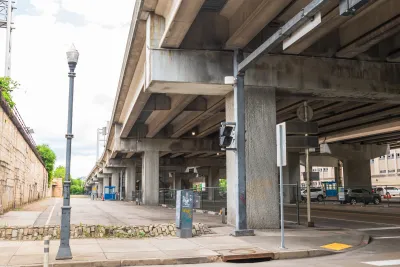 Vacant freeway underpass.