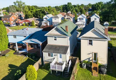 Two-story homes in residential neighborhood in Pittsburgh, Pennsylvania.