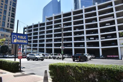 Large garage in downtown Houston, Texas.