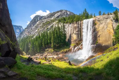 A waterfall in Yosemite