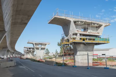 Elevated freeway under construction