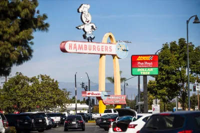 Vintage McDonald's sign at oldest McDonald's location in Downey, California.