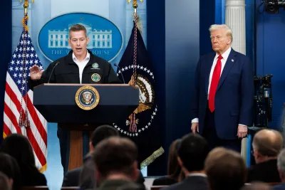 Transportation secretary Sean Duffy and President Trump.