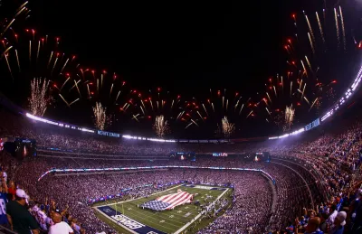 Full soccer stadium during nighttime game in New Jersey.