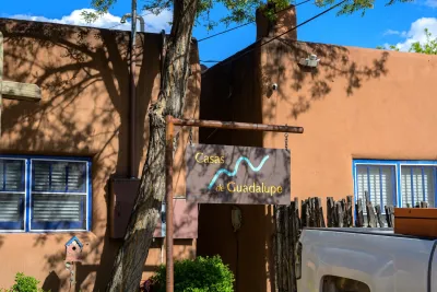 Adobe-style apartment building in Santa Fe, New Mexico.