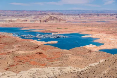 Lake Powell with much of the water evaporated.