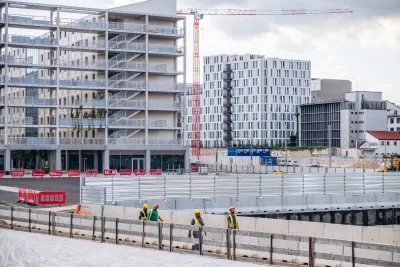 Multistory housing under construction in Milan for 2026 Olympic Village.