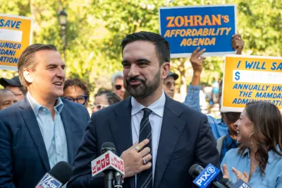 New York City Mayor Zohran Mamdani at an outdoor campaign speech.