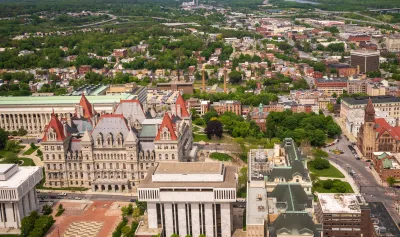 Aerial of downtown Albany, New York.