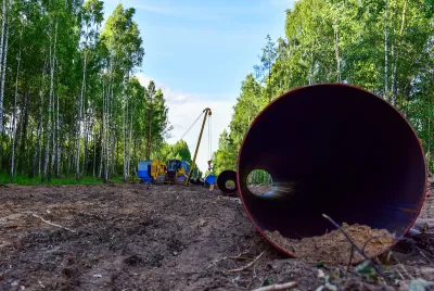 Construction of a natural gas pipeline.