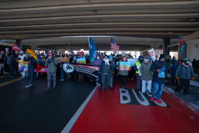 People protesting ICE presence in Minneapolis in January 2026.