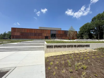 Steel facade of Bruce Springsteen center in Long Branch, New Jersey.