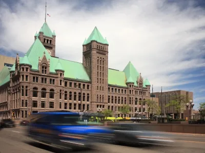Minneapolis City Hall building with green roof.
