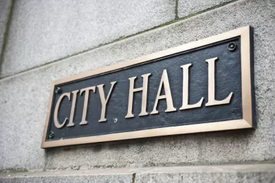 Plaque with City Hall engraved