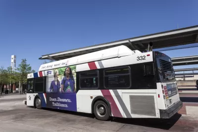 Fort Worth bus parked at a station