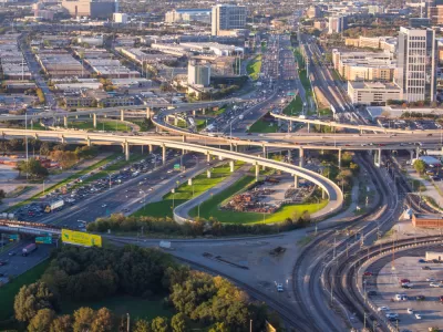 Aerial view of Dallas freeways