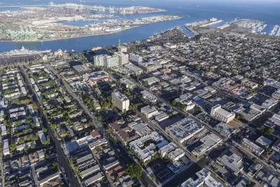 Aerial view of port community of San Pedro, California