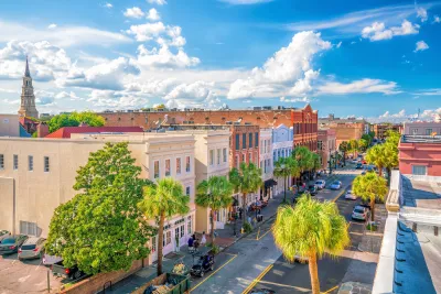 Historic buildings on a sunny day in Downtown Charleston, South Carolina.