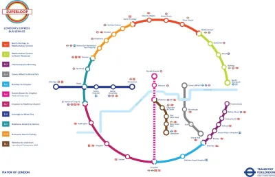 Map of London Superloop bus rapid transit system.
