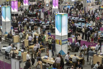 A crowded conference floor