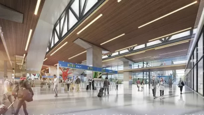 Rendering of proposed Dallas station for Texas Central bullet train.