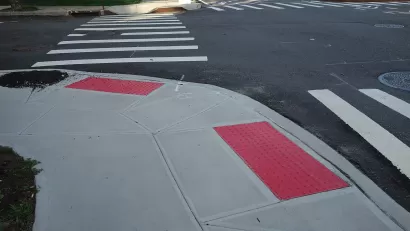 Curb cuts at an intersection in Neponsit, Queens, New York