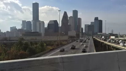 Downtown Houston overlooking Interstate 45.