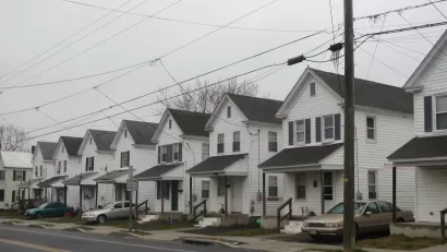 Houses on Washington Street in the Pine Street Neighborhood Historic District, Cambridge, Maryland.