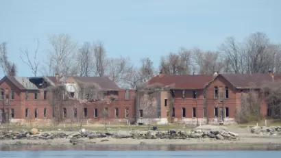 Abandoned buildings on Hart Island