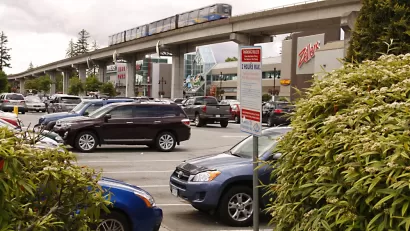 Skytrain Over Parking Lot, Surrey Central