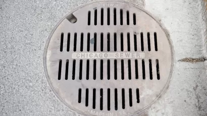 Close-up of Chicago Sewer manhole cover.