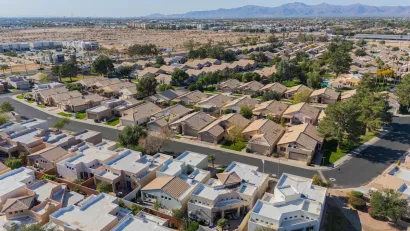 Aerial view of suburban housing near Las Vegas, Nevada.