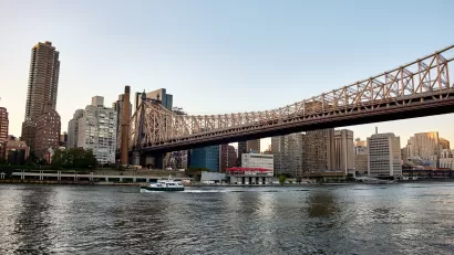 View of Queensboro Bridge entering Midtown Manhattan