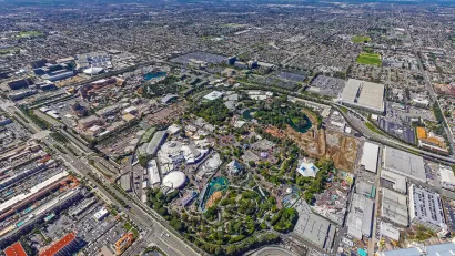 Aerial view of Disneyland park in Anaheim, California.