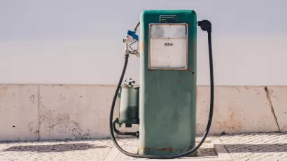 Faded green vintage gas pump