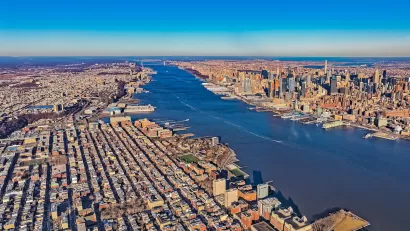 Aerial view of New Jersey and New York City.