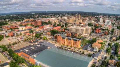 Aerial view of Erie, Pennsylvania.
